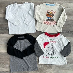 Lot of 4 boys long sleeve shirts tees EUC size 18m